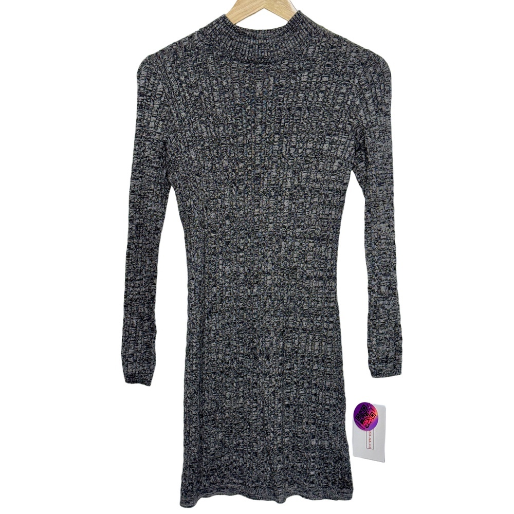 Abercrombie & Fitch Gray Ribbed Cable Knit Long Sleeve Mini Sweater Dress Size S